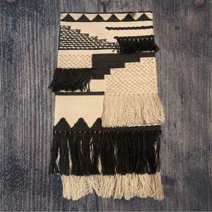 Woven wall tapestry boho wall tapestry black and cream wall decor wall hanging